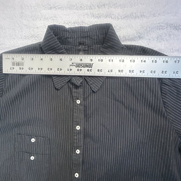 IC by Connie K Womens Button Up Shirt Blouse Large Artsy Art To Wear Pinstripe - Picture 5 of 8